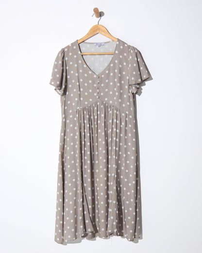 Cornwall Petite Dress - Taupe Spot
