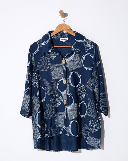 Maria Shirt - Navy Blue Sketch