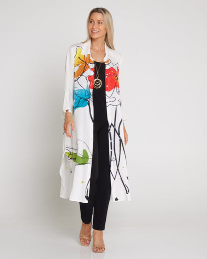 Christina Day to Night Tunic - White/Floral Painting