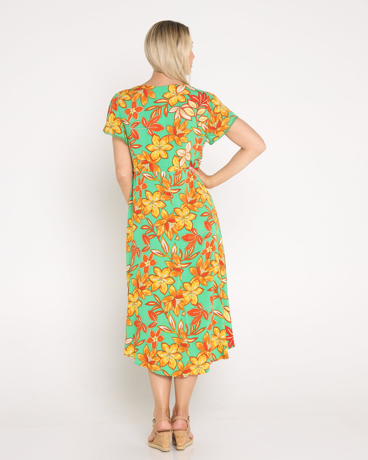 Holiday Fun Dress - Green/Golden Orange