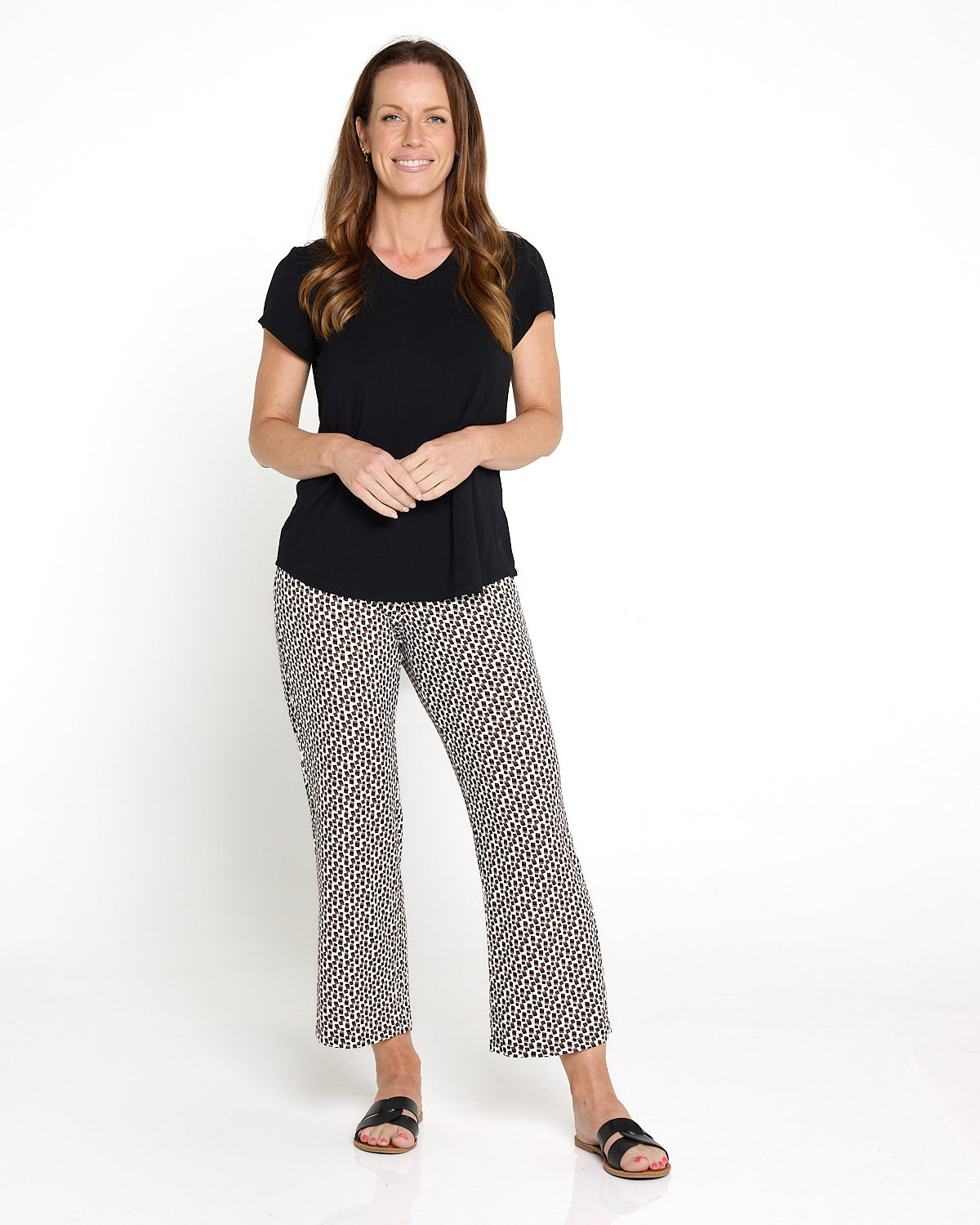 Marlee Soft Jersey Pants - Mocha Print