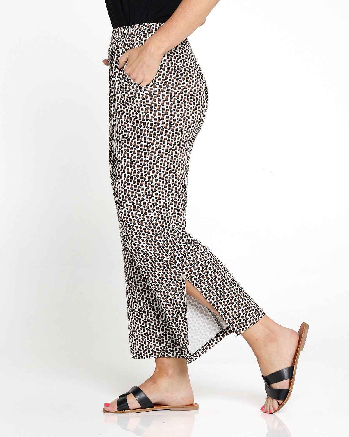 Marlee Soft Jersey Pants - Mocha Print