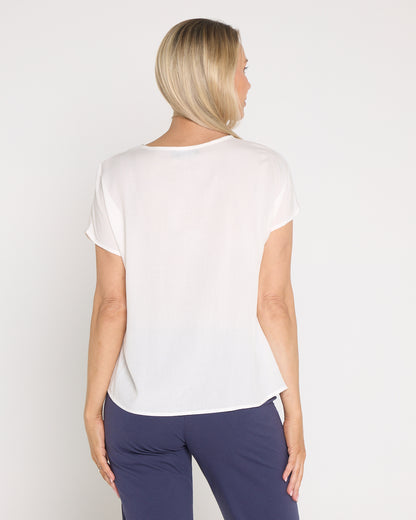 Fiona Placement Print Top - White