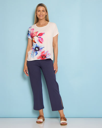 Fiona Placement Print Top - White