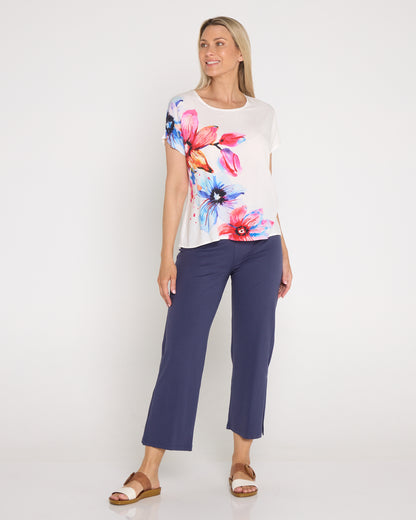 Fiona Placement Print Top - White