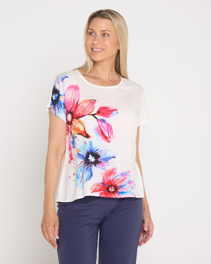 Fiona Placement Print Top - White