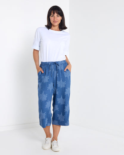 Naples Wide Capri Pants - Chambray