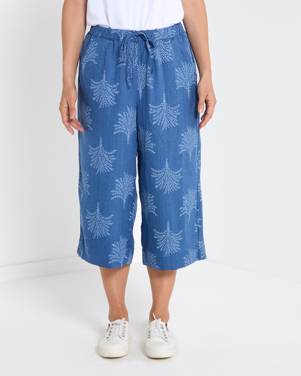 Naples Wide Capri Pants - Chambray