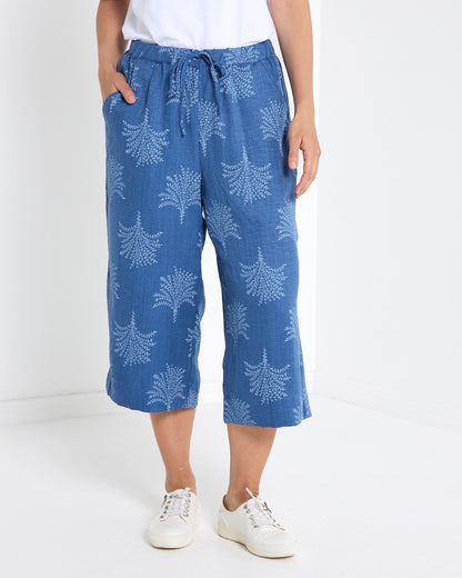 Naples Wide Capri Pants - Chambray