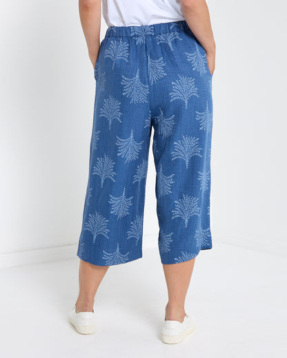 Naples Wide Capri Pants - Chambray