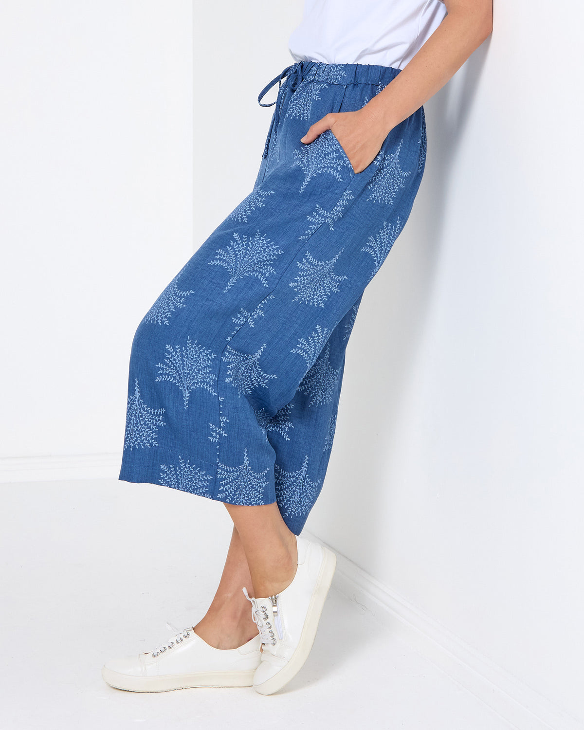 Naples Wide Capri Pants - Chambray