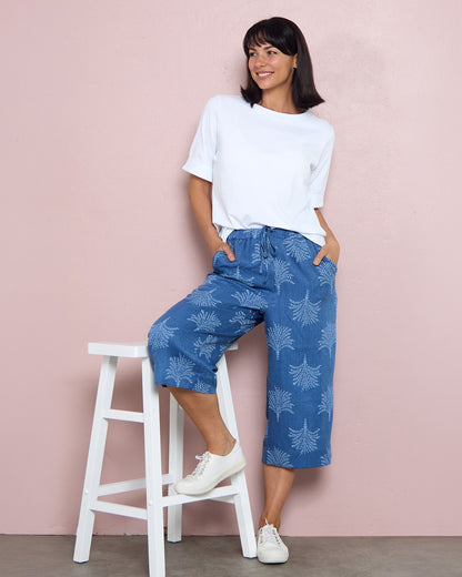 Naples Wide Capri Pants - Chambray
