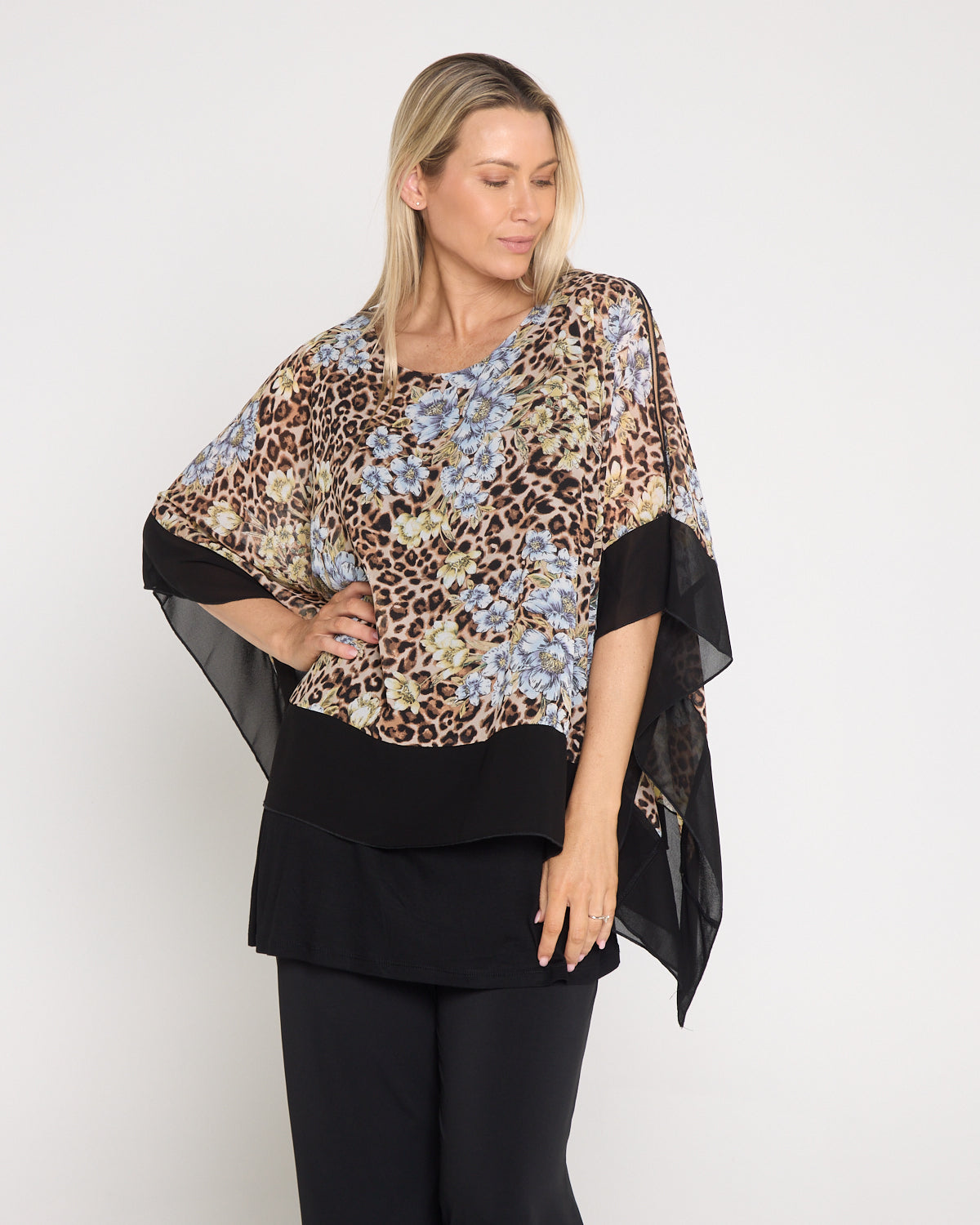Avery Chiffon Kimono Top - Animal