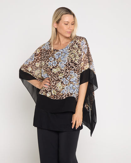 Avery Chiffon Kimono Top - Animal