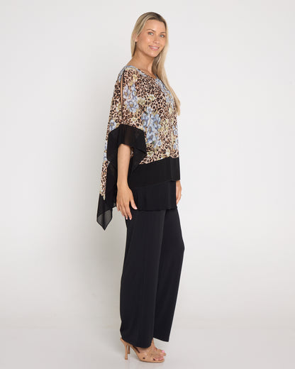 Avery Chiffon Kimono Top - Animal