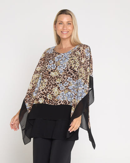 Avery Chiffon Kimono Top - Animal