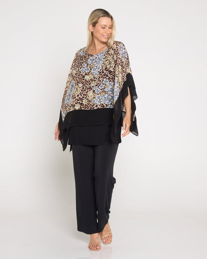 Avery Chiffon Kimono Top - Animal