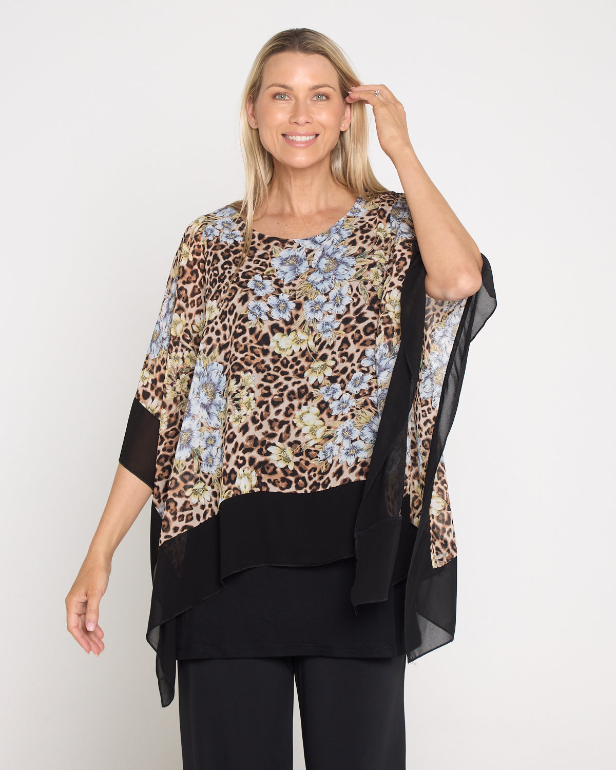 Avery Chiffon Kimono Top - Animal
