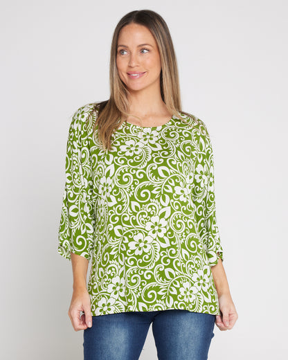 Summer Ease Essential Top - Green Hawaii
