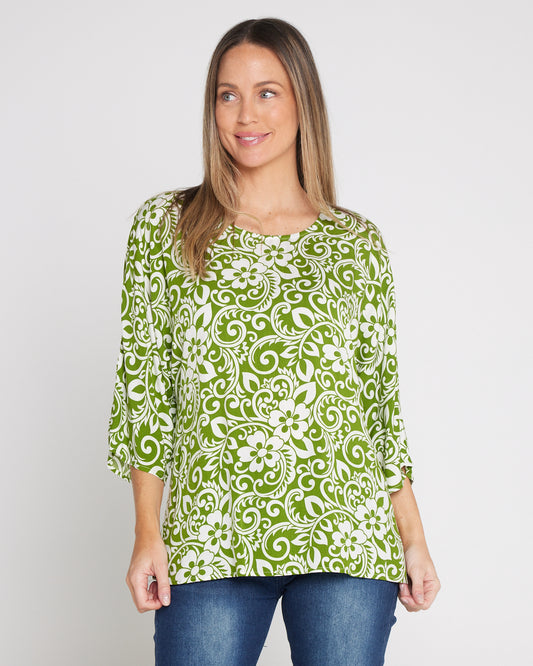 Summer Ease Essential Top - Green Hawaii