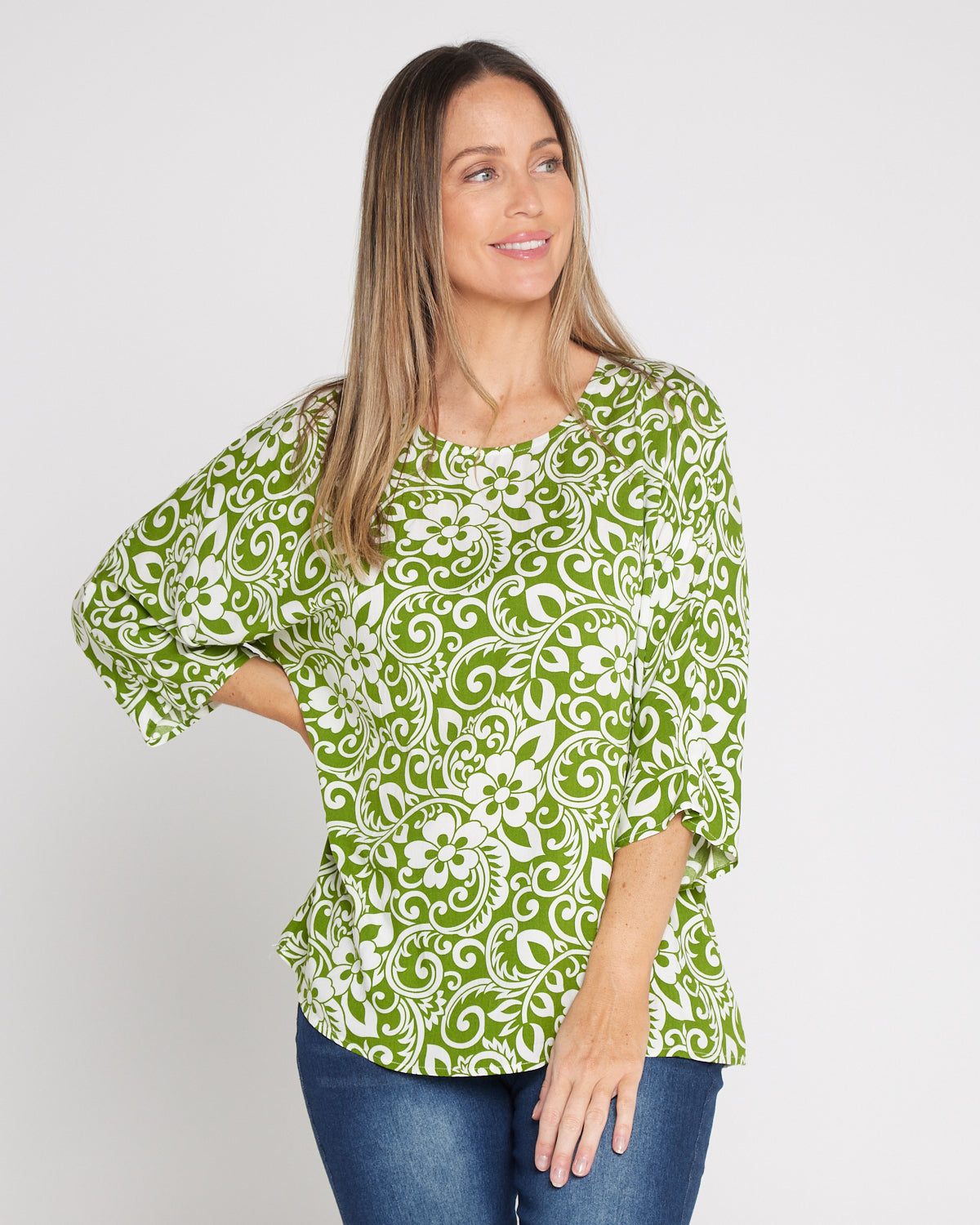 Summer Ease Essential Top - Green Hawaii