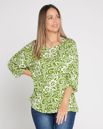 Summer Ease Essential Top - Green Hawaii