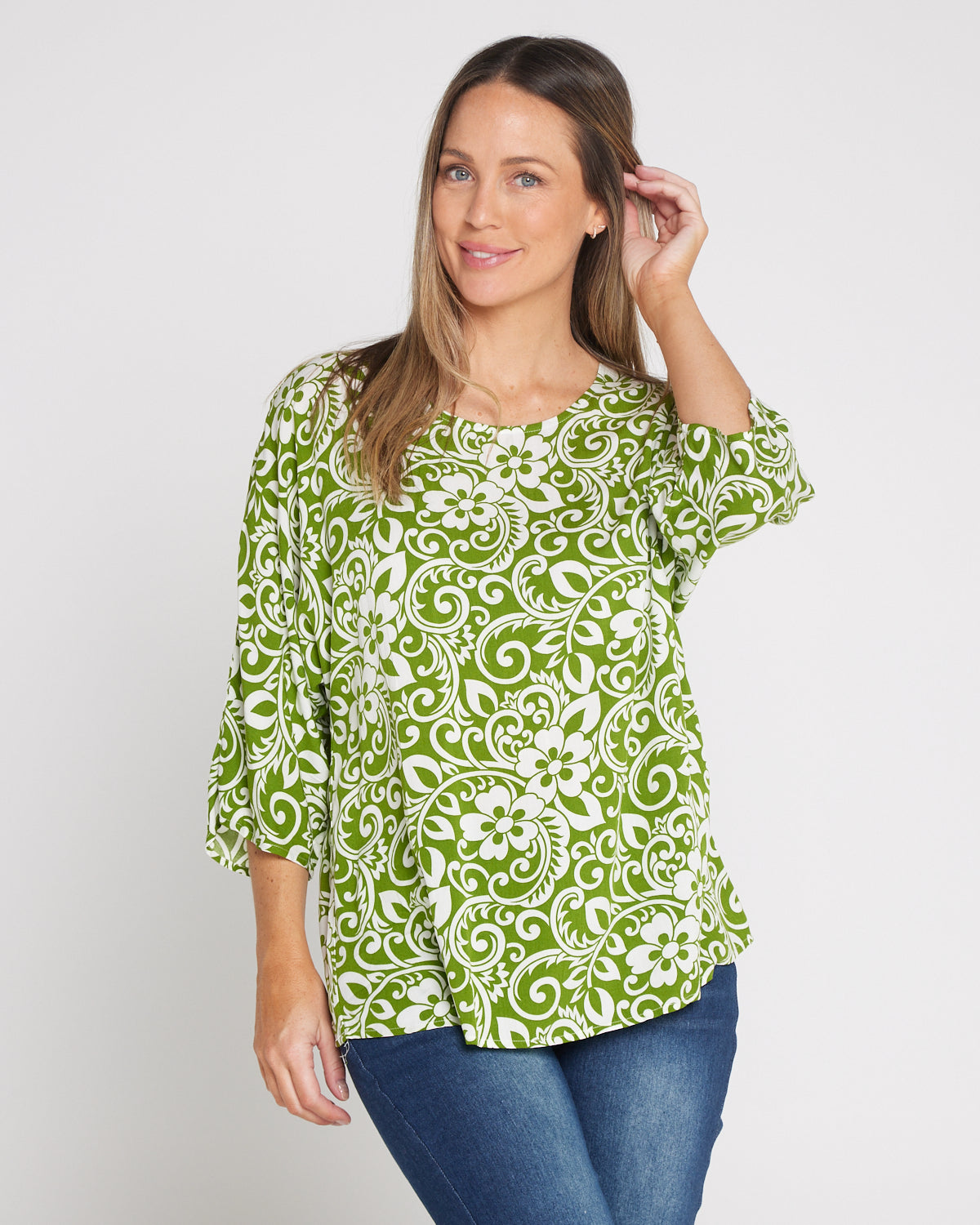 Summer Ease Essential Top - Green Hawaii