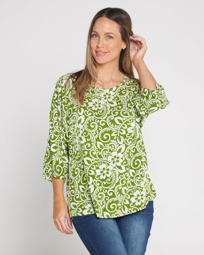 Summer Ease Essential Top - Green Hawaii