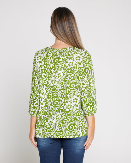 Summer Ease Essential Top - Green Hawaii