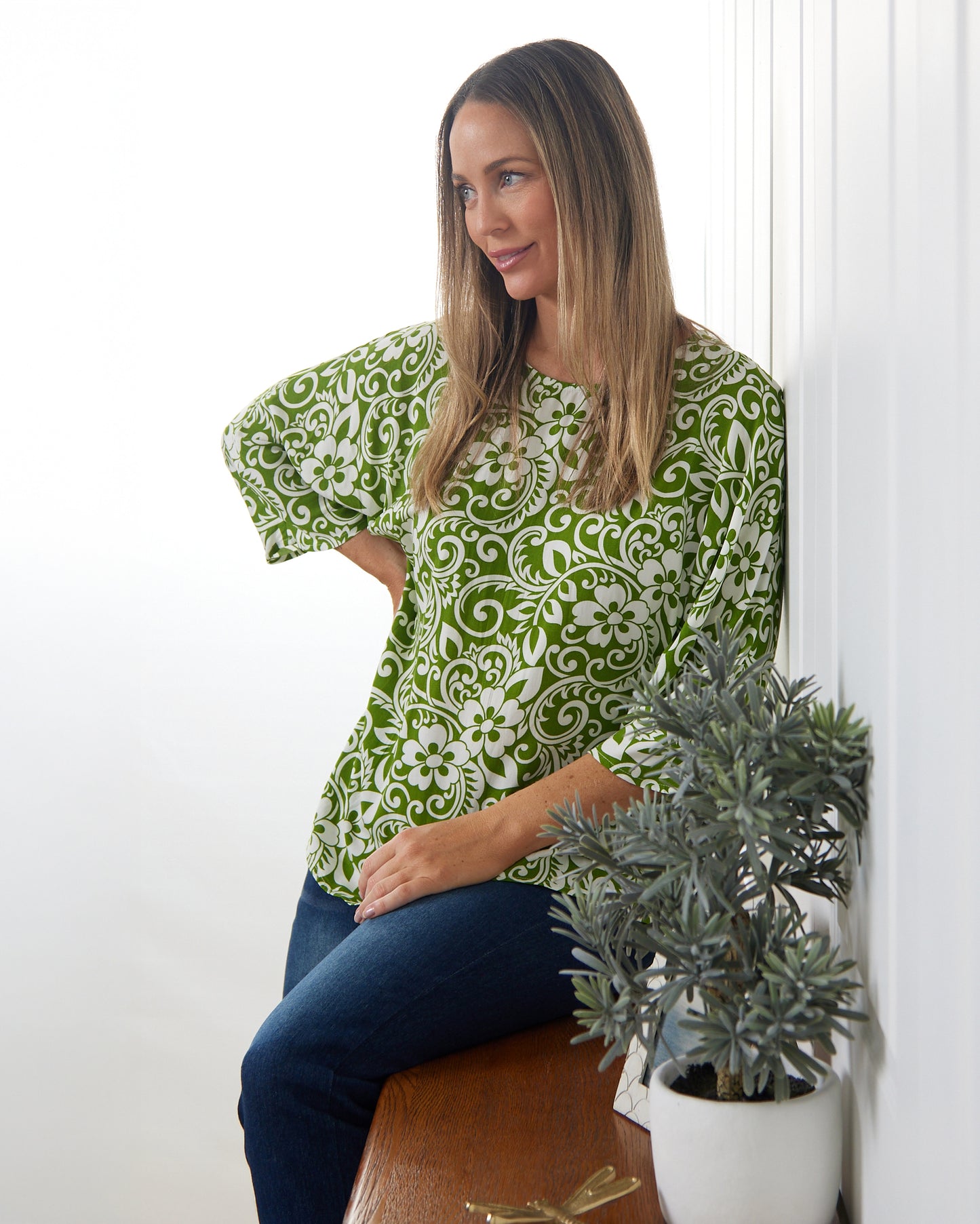 Summer Ease Essential Top - Green Hawaii