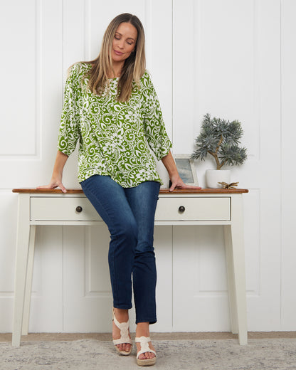 Summer Ease Essential Top - Green Hawaii