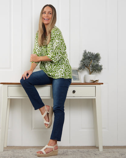 Summer Ease Essential Top - Green Hawaii
