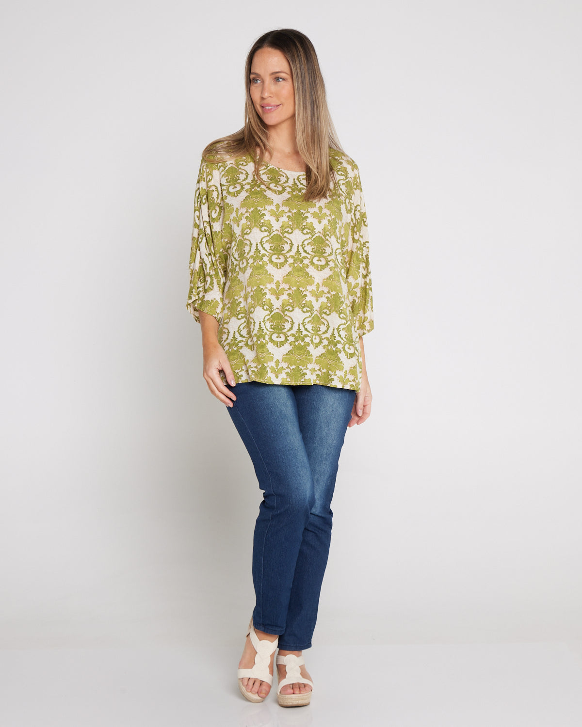Summer Ease Top - Lime Tapestry Print