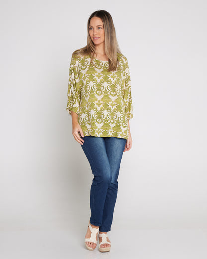 Summer Ease Top - Lime Tapestry Print