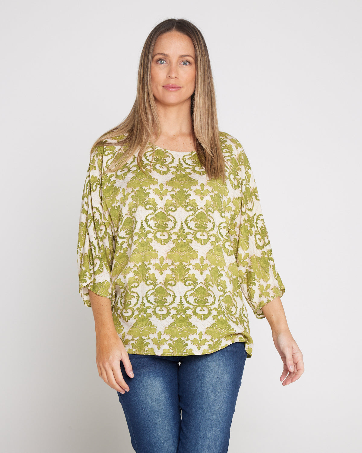 Summer Ease Top - Lime Tapestry Print