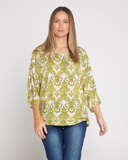 Summer Ease Top - Lime Tapestry Print