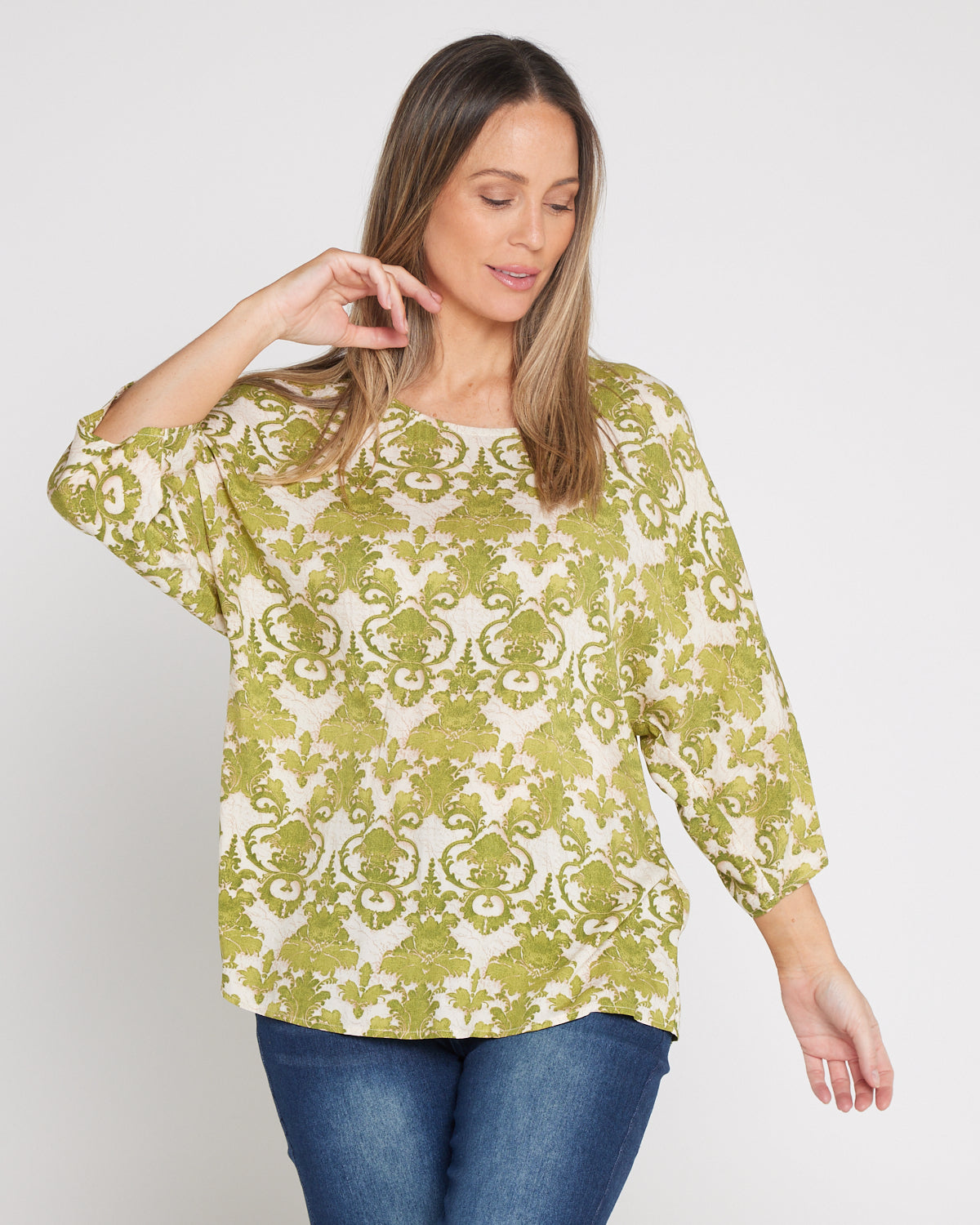 Summer Ease Top - Lime Tapestry Print