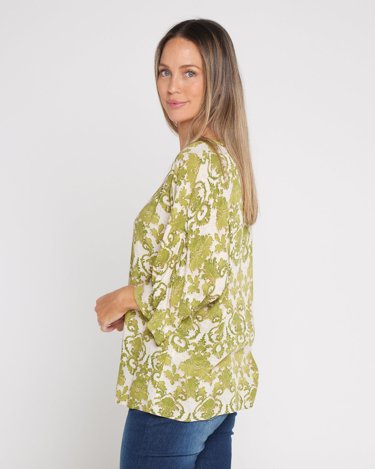 Summer Ease Top - Lime Tapestry Print