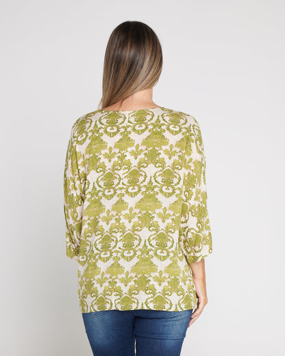 Summer Ease Top - Lime Tapestry Print