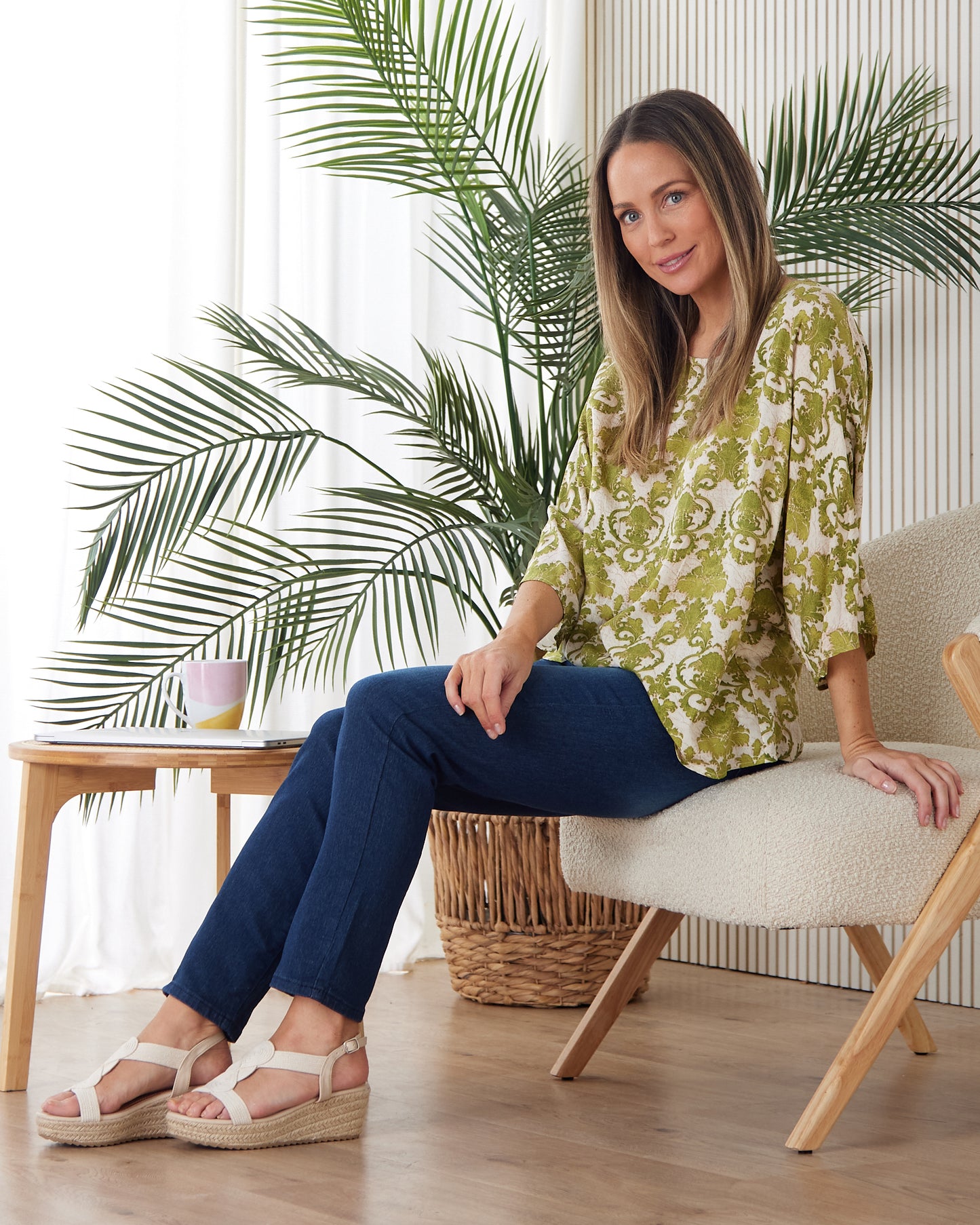 Summer Ease Top - Lime Tapestry Print