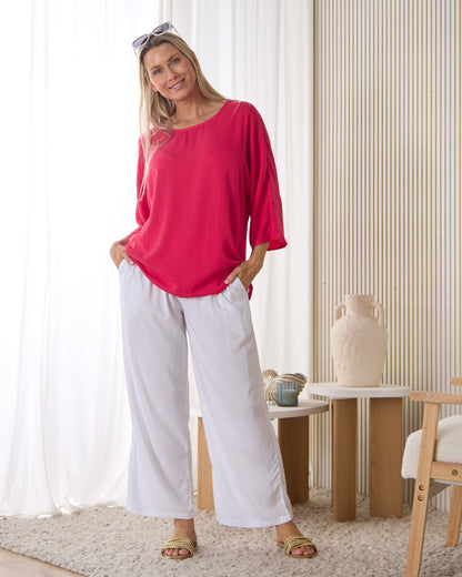 Summer Ease Essential Top - Raspberry