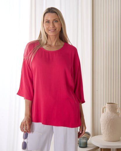 Summer Ease Essential Top - Raspberry