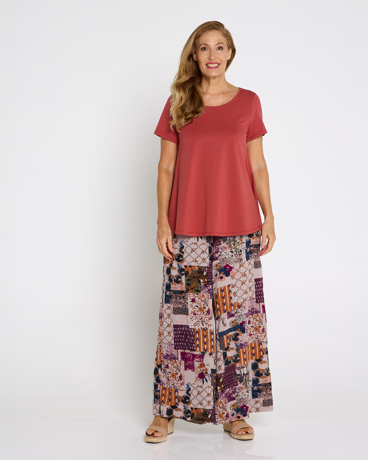 San Fran Palazzo Pants - Plum Tapestry