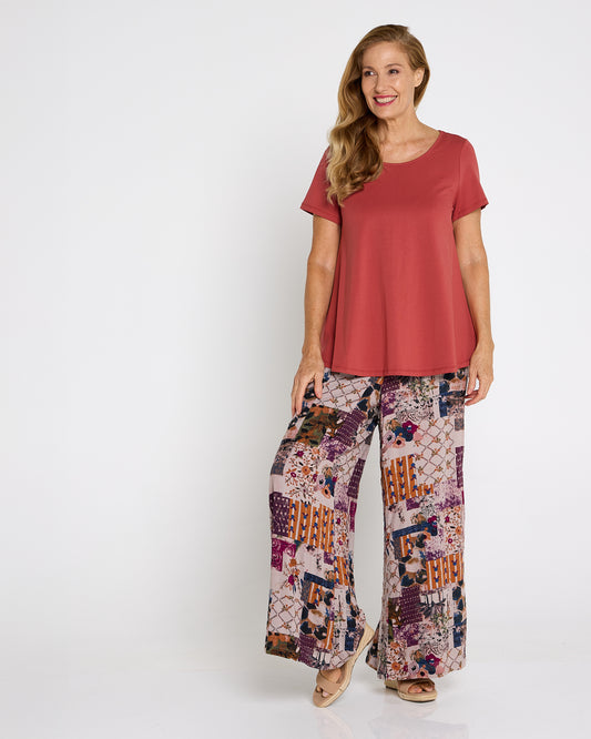 San Fran Palazzo Pants - Plum Tapestry