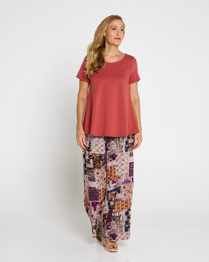 San Fran Palazzo Pants - Plum Tapestry