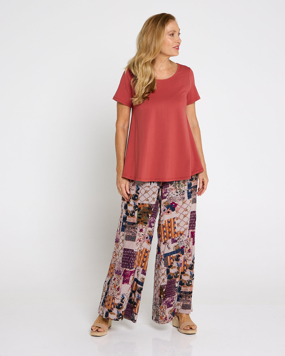 San Fran Palazzo Pants - Plum Tapestry