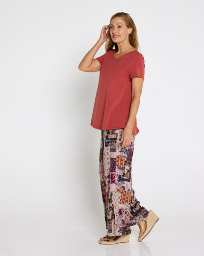San Fran Palazzo Pants - Plum Tapestry