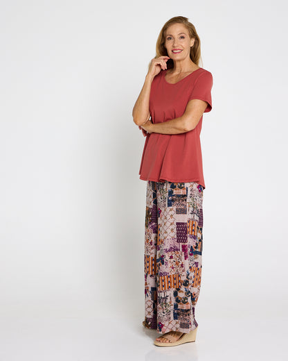 San Fran Palazzo Pants - Plum Tapestry