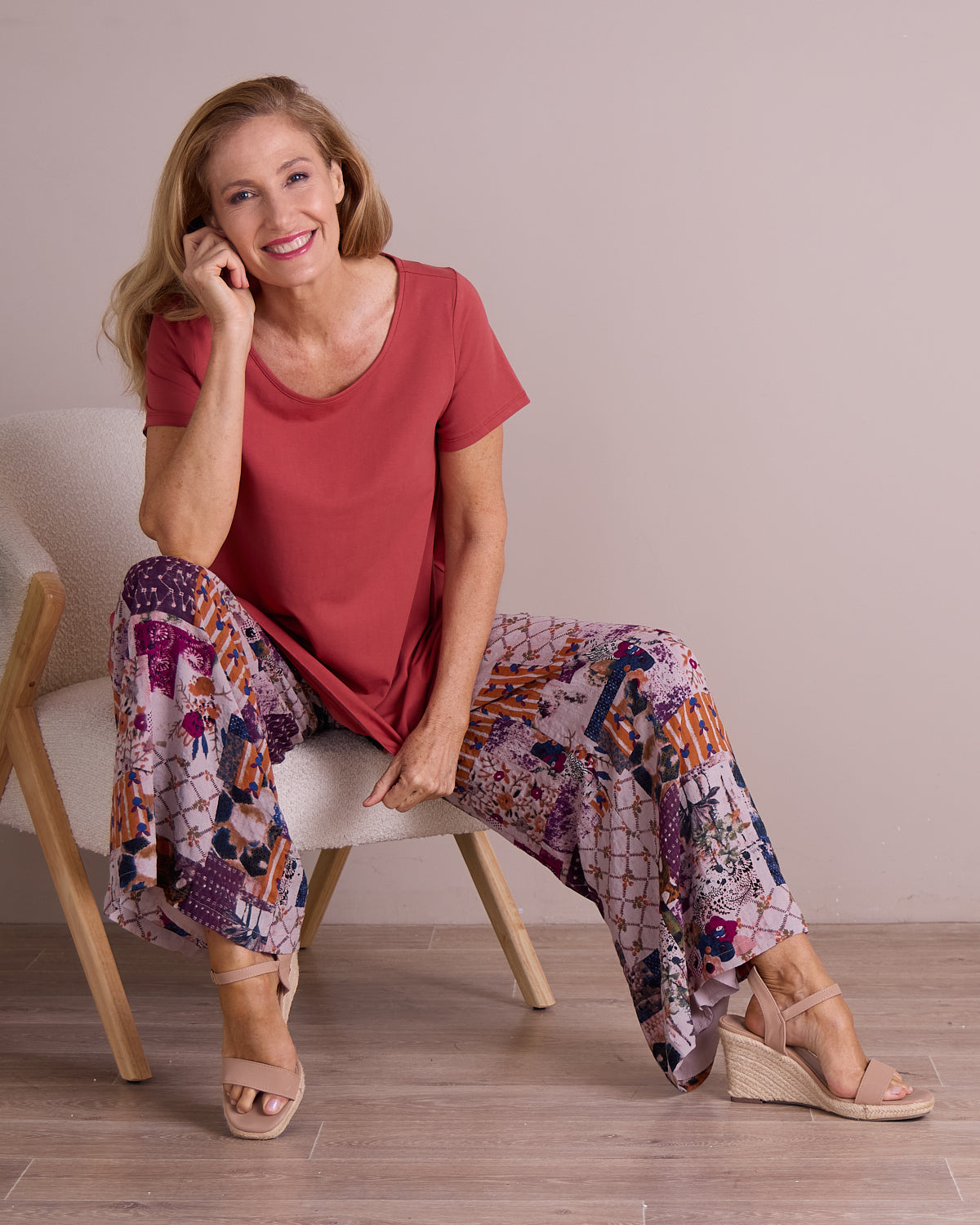 San Fran Palazzo Pants - Plum Tapestry