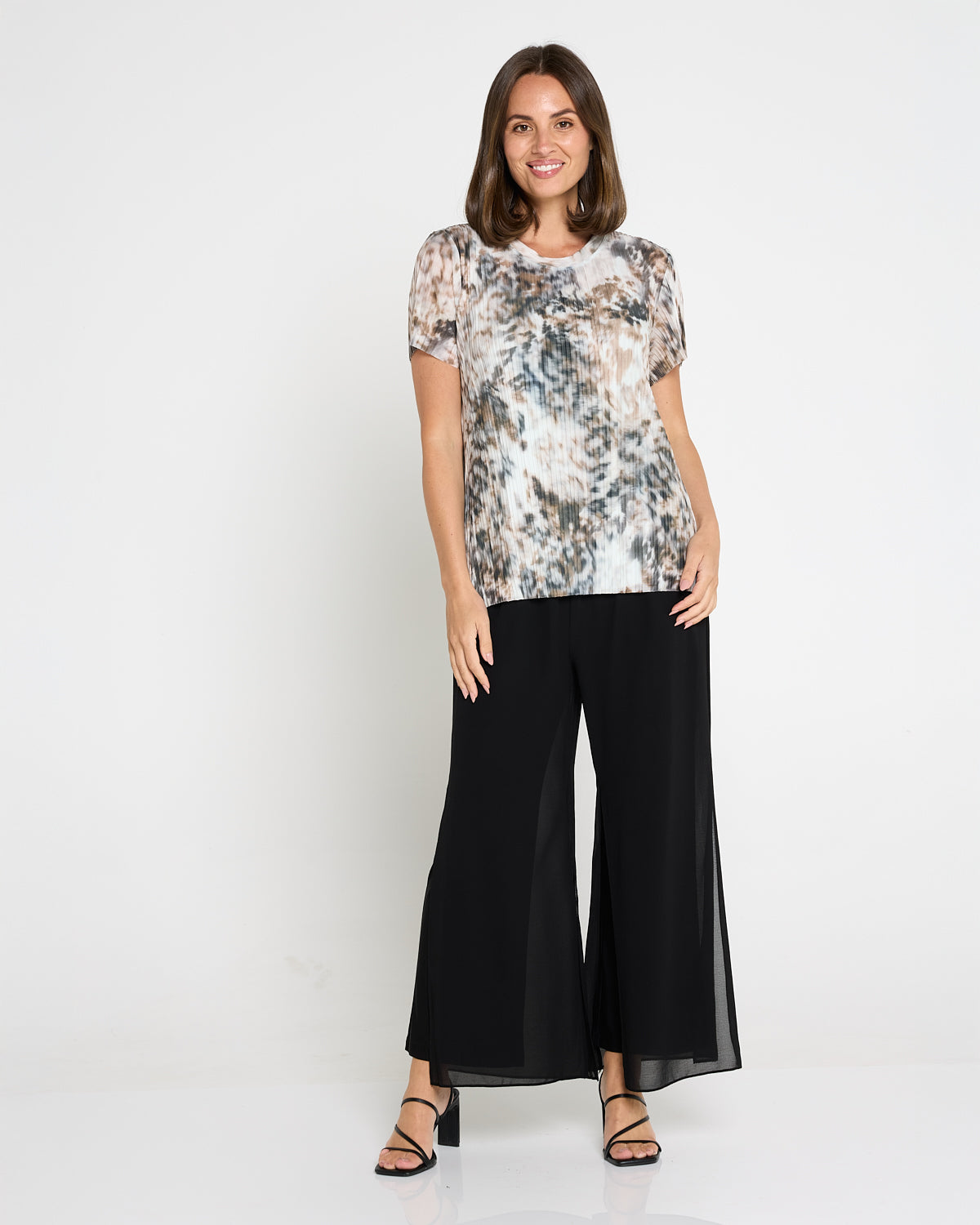 Gilliana Crop Chiffon Overlay Pants - Black